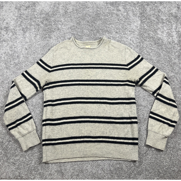 Gap Sweater Mens Medium Wool Blend Roll Neck Stripe Nautical Grandpa Ivory - Picture 1 of 15